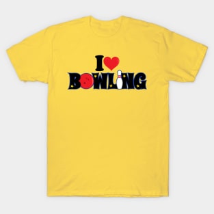 I Love Bowling Typographic T-Shirt